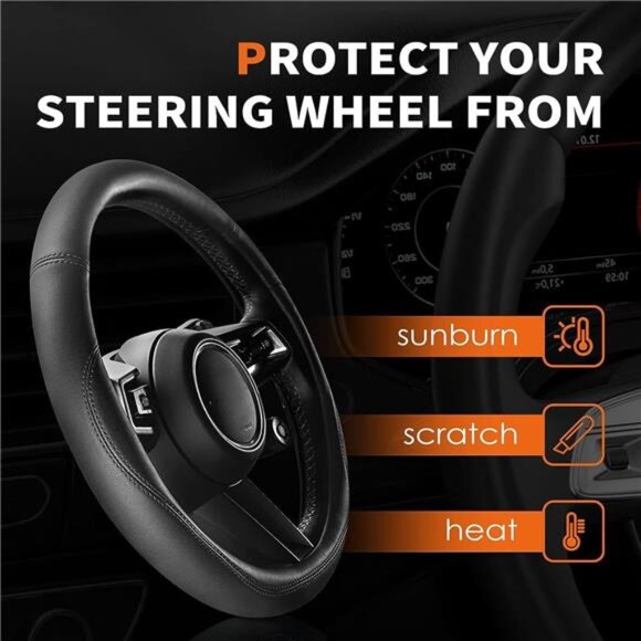 Car Steering Wheel Cover -Universal Car Accessory for Diverse Cars,Leather Cover - Picture 4 of 7